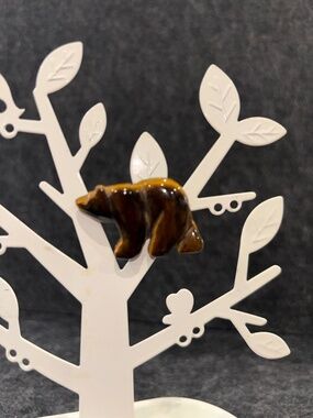 Craved Tiger Eye Bear Brooch